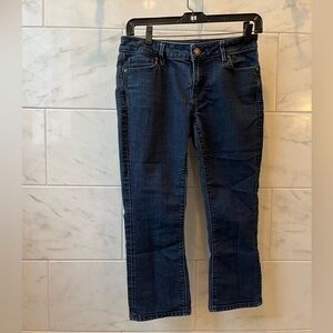 LOFT Curvy Kick Crop jeans. Dark blue wash. Size 4 petite.